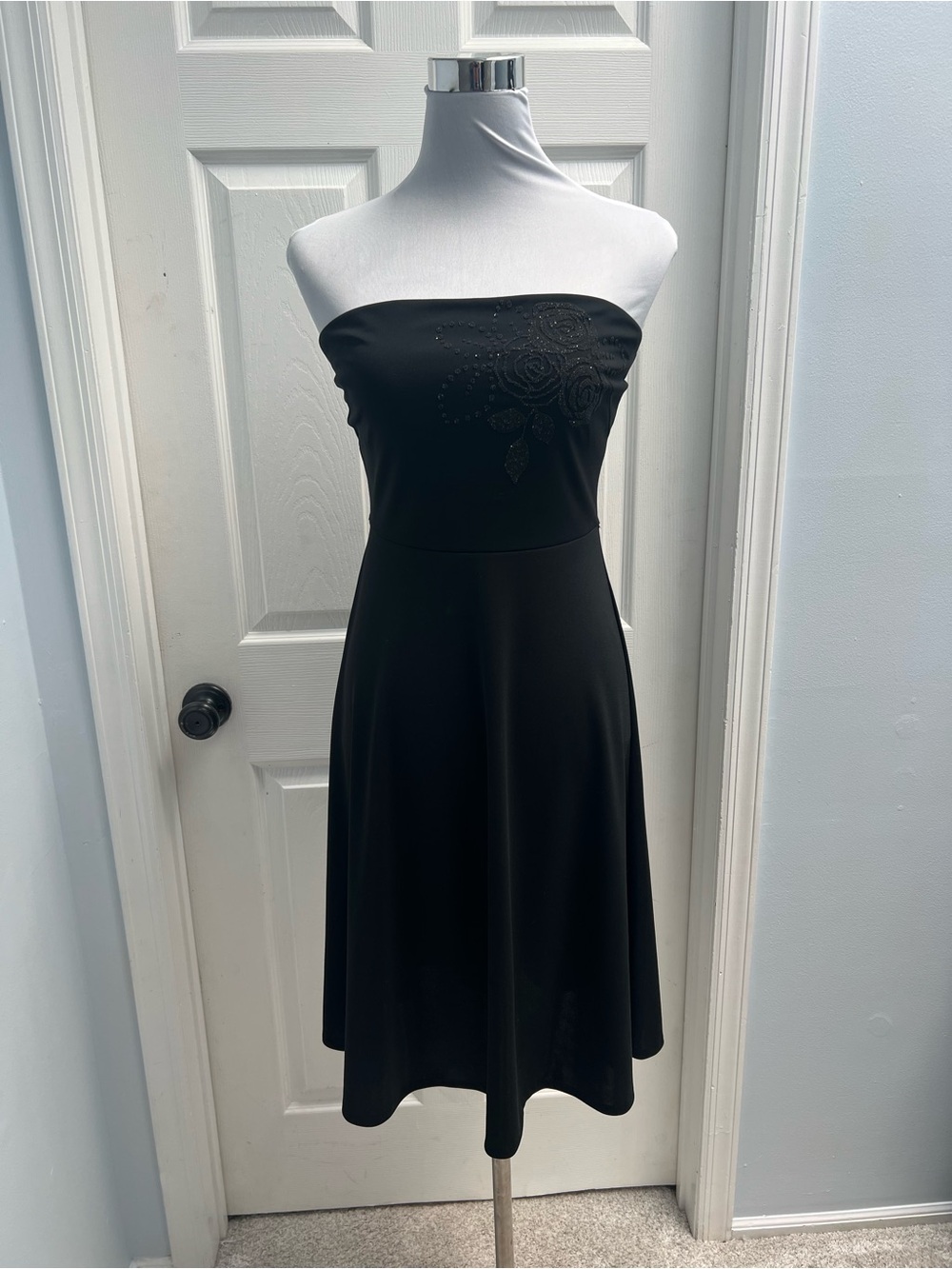 Express: Black Strapless A-Line Dress